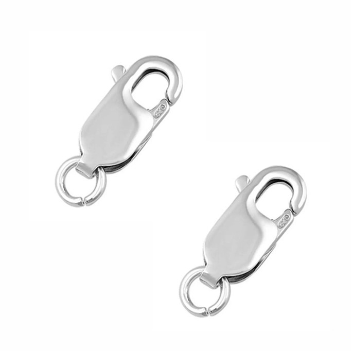 2pcs Real Sterling Silver 14mm Rectangle Lobster Trigger Clasps Open Jump Ring