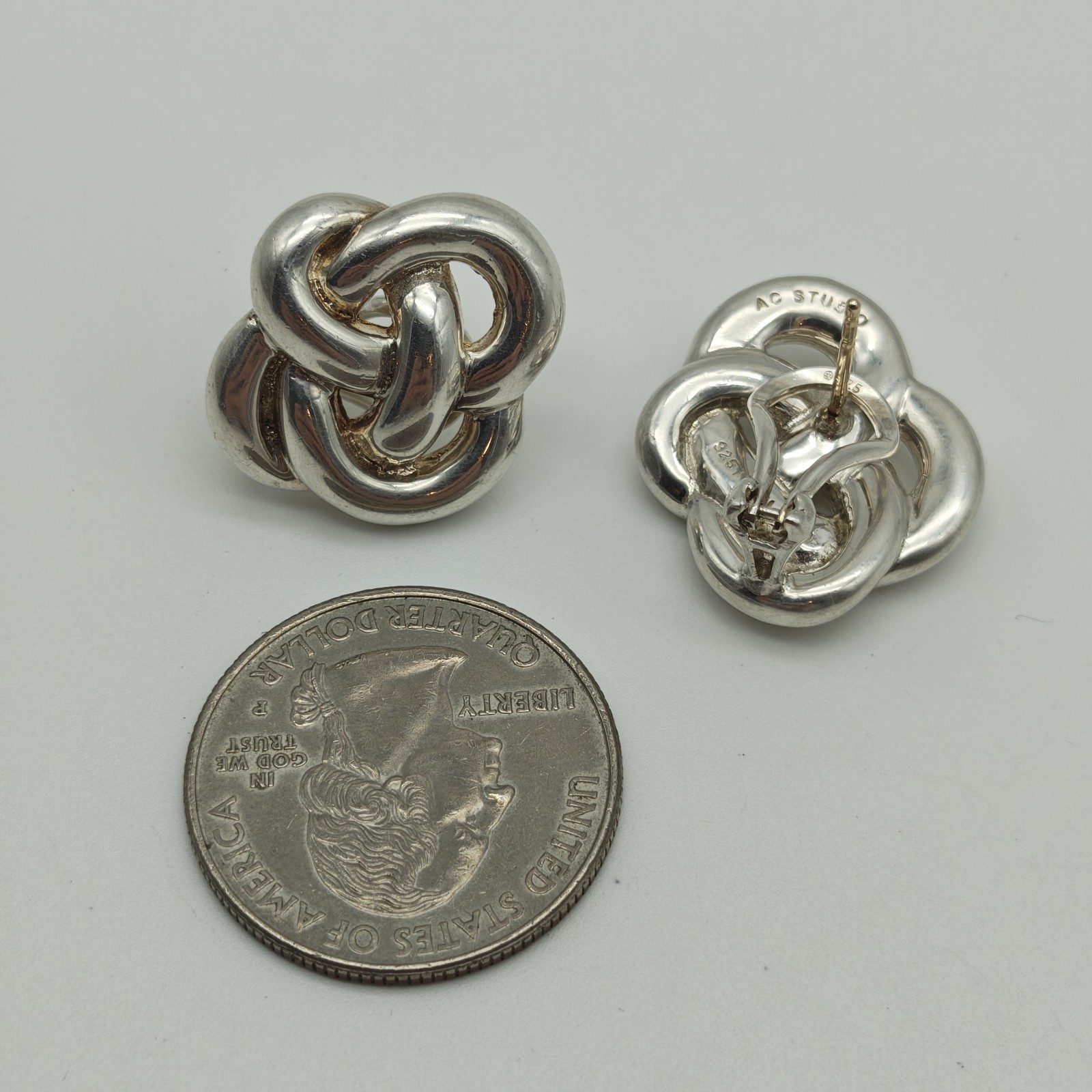 Angela Cumming AC Studio Sterling Silver 925 14K Gold Posts Knot Earrings
