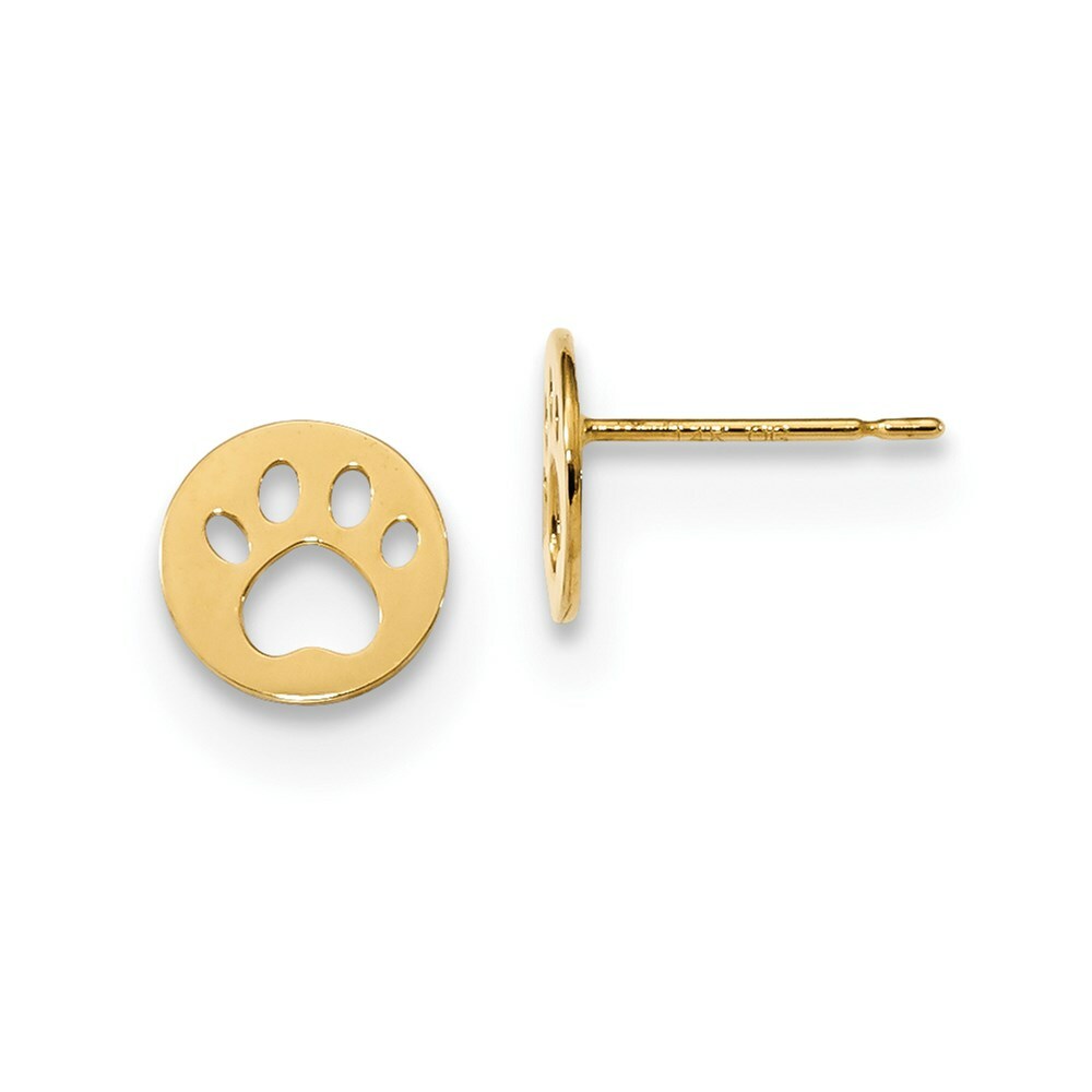Madi K Kid’s Earrings 14k Yellow Gold Pawprint Post and Push Back