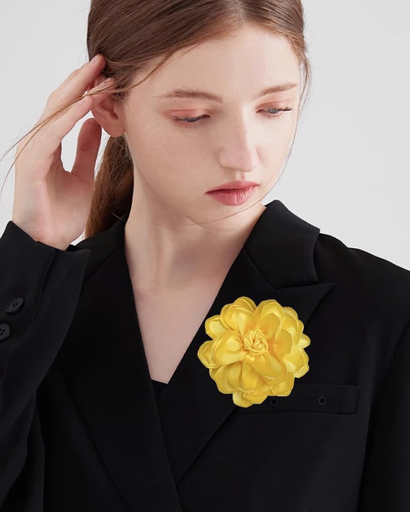 Dainty Fabric Rose Flower Large Brooch Lapel Pins Flower Brooches Pin Classic