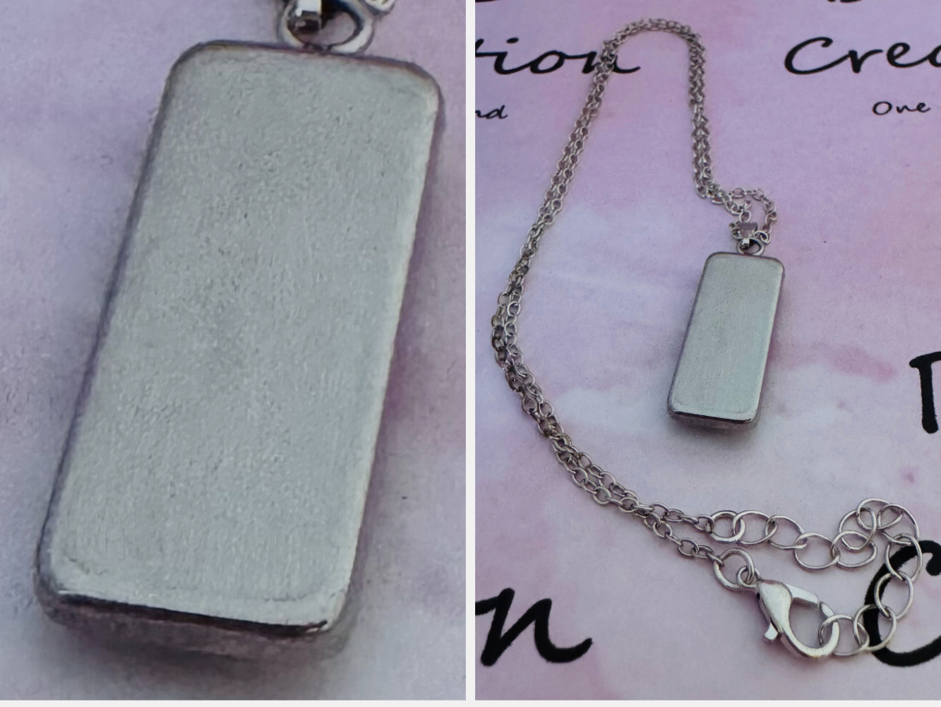 Rectangle Pendant & Earring Set One of a kind Hand-Painted by Ozark Artist-Me