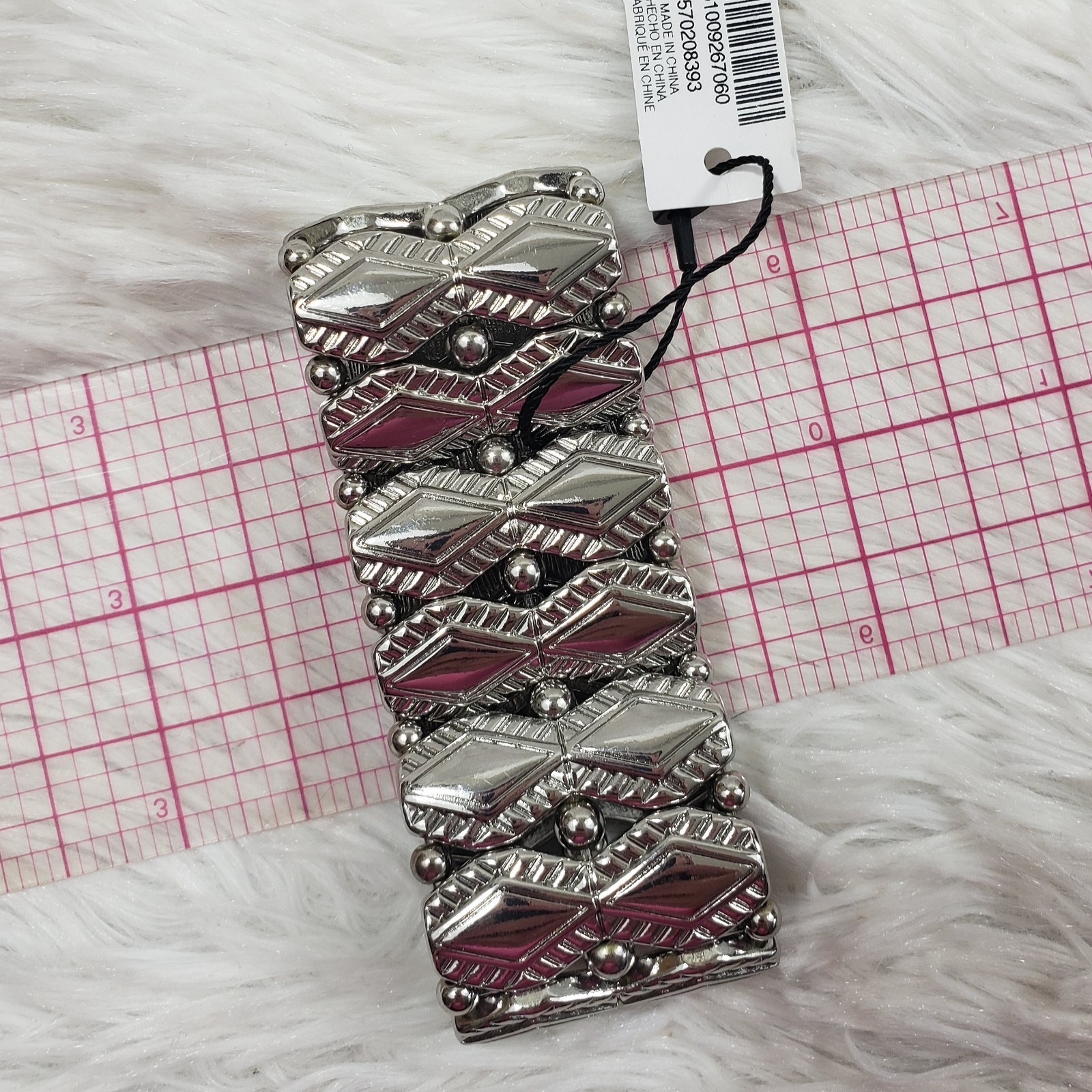 White House Black Market Silver Tone Stretch Cuff Boho Bracelet Southwest $50