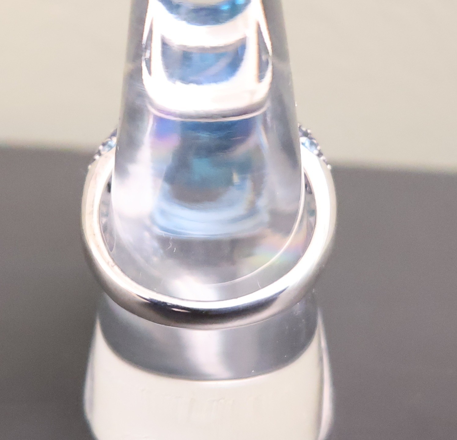 London blue topaz ring emerald cut amethyst accents sterling silver 925 QVC Sz 7