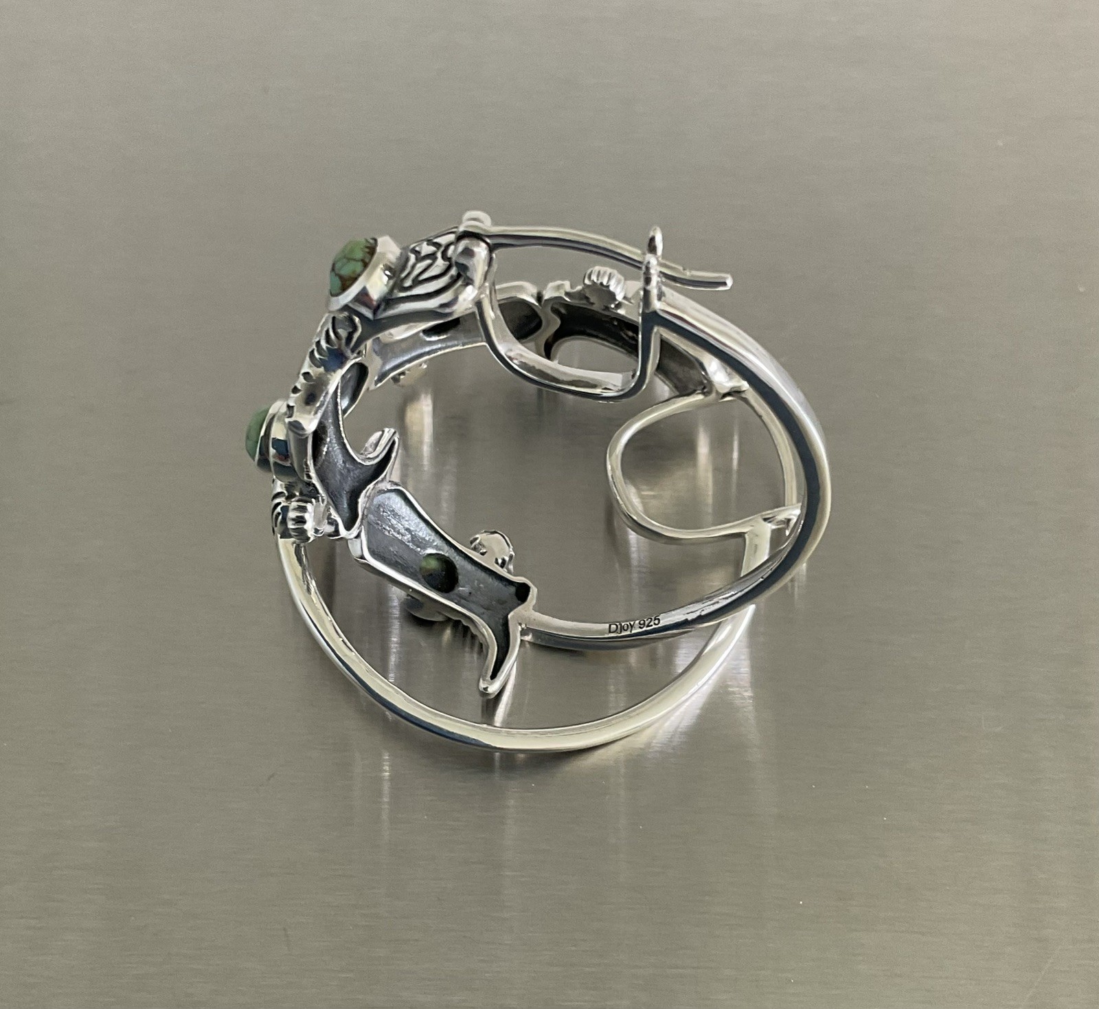 Triple Cowgirl Boot & 2.0 CTW Turquoise 1.25″ Hoop Earrings 925 Sterling Silver