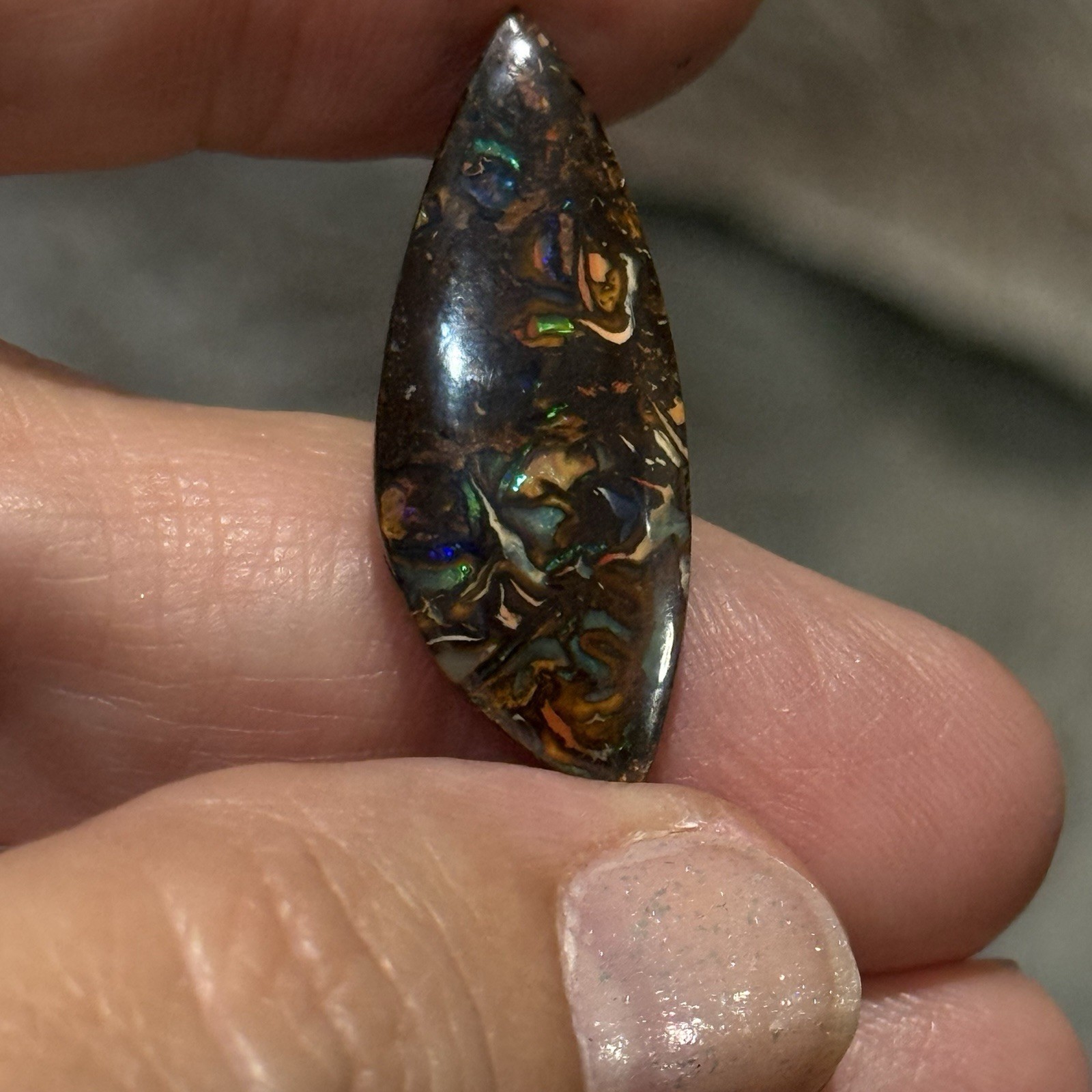 11ct 29×11.4×3.85mm Colorful Australian Koroit Boulder Opal Cabochon Gem