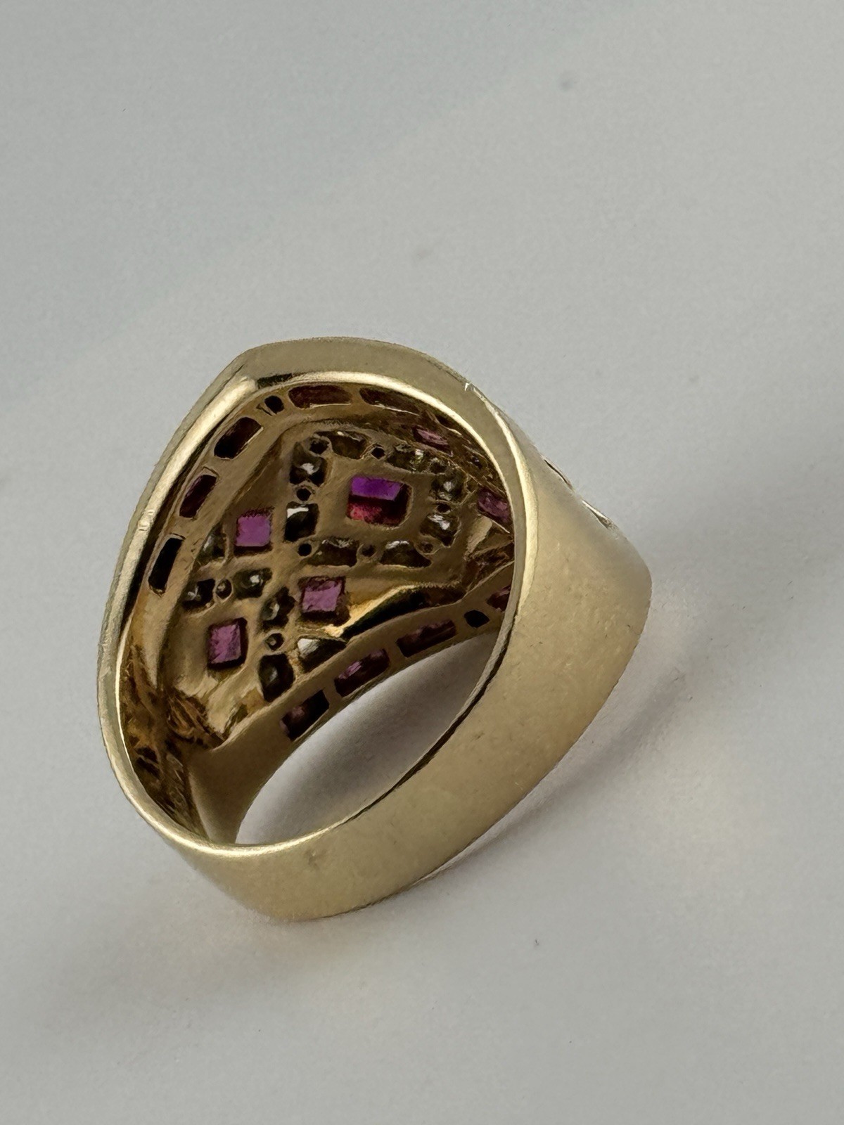 GIA Graded Certified 14K Gold Diamond Natural Burmese Ruby Ring Size 9 8.8 Grams