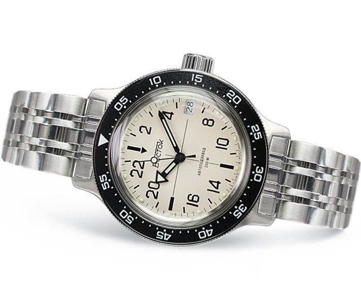 Vostok Amphibia 720074 Watch Antarctica Diver Automatic 24 Hours US SELLER