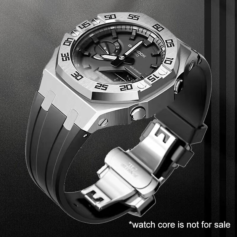 Steel Dial Bezel Mod Kit Case Band for G-Shock GA-2100 GA2110 Metal Rubber Strap