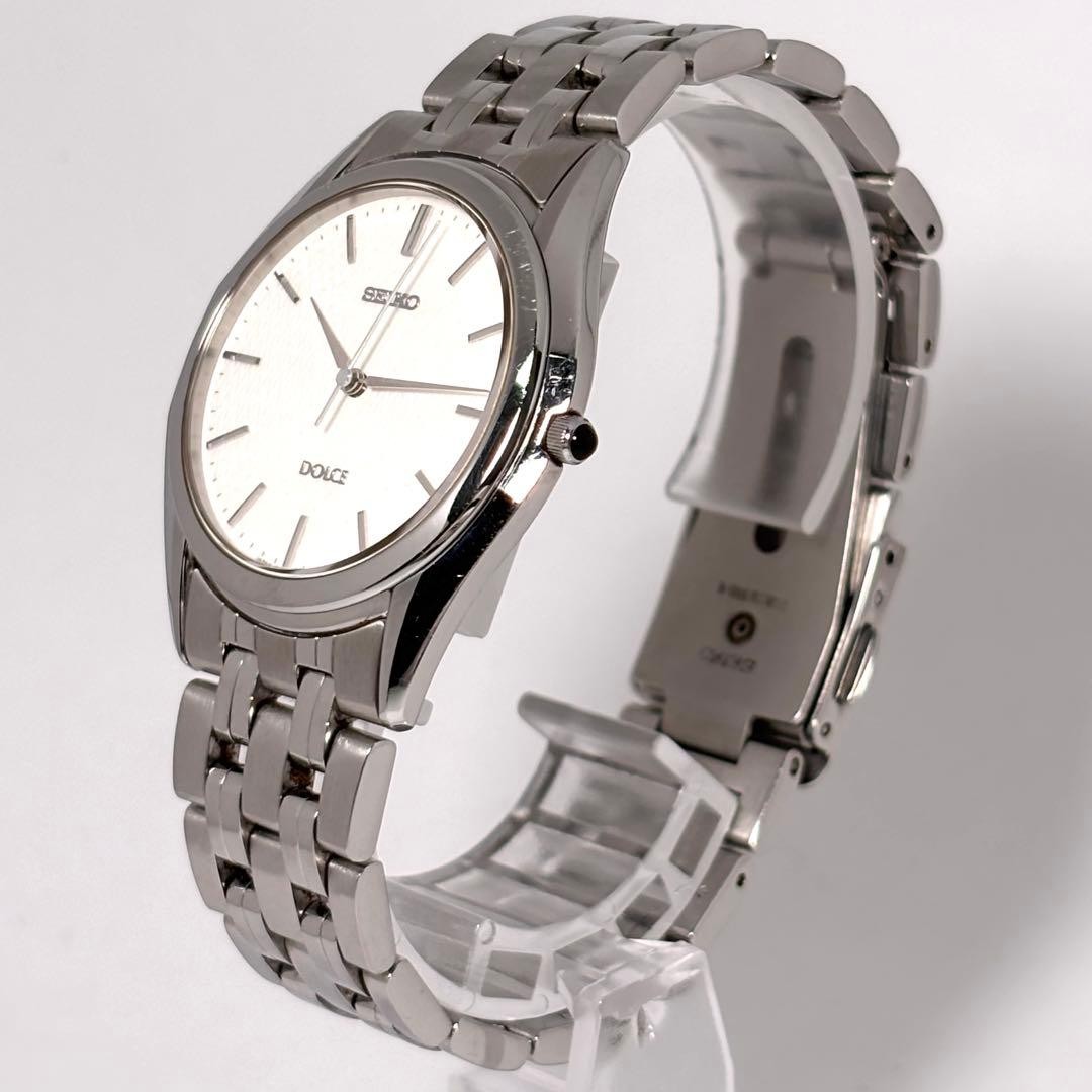 Working New Battery SEIKO Dolce Vintage Watch Ripple Dial Round
