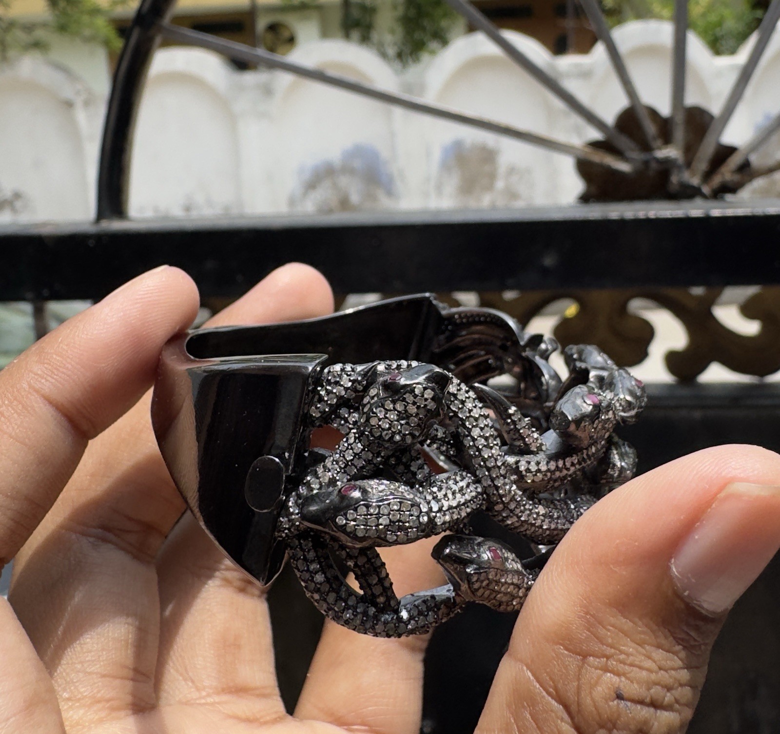 Natural Diamond Snake Bangle 925 Sterling Silver Victorian Handmade Jewelry