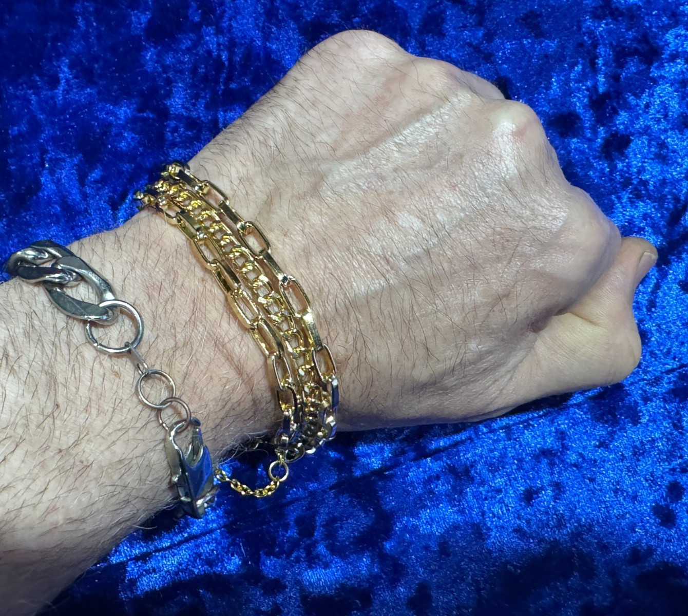 Cross Cable & Paperclip Chain Tennis Bracelet 8″ + 2″ Adj Gold Color Plated