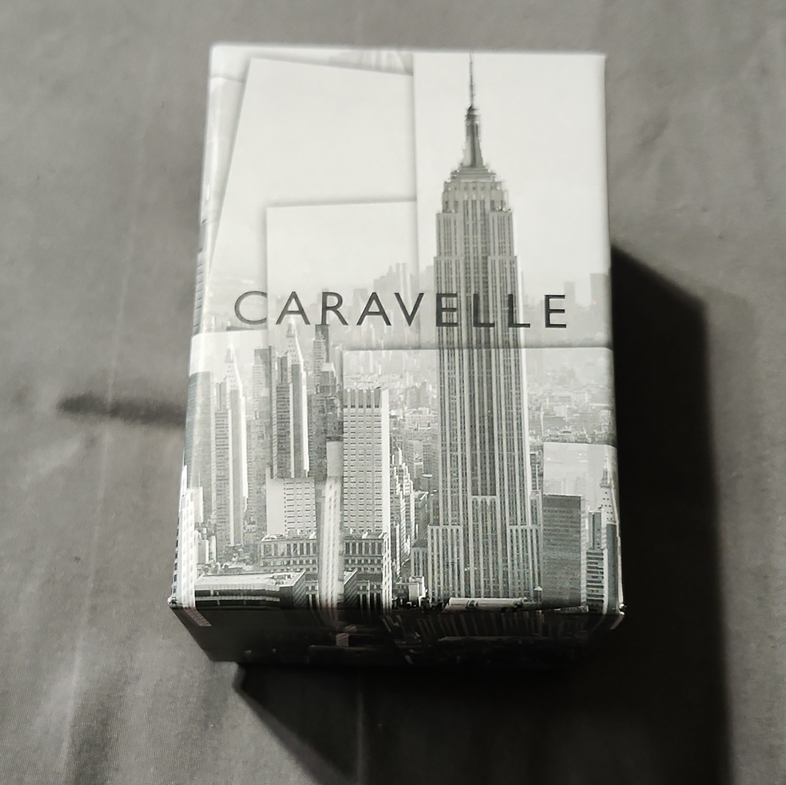Caravelle New York Men’s Quartz Day/Date 43mm Black SS Watch Gray Dial Box