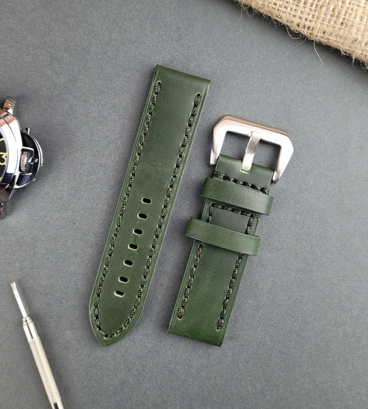 Handmade Panerai Style Leather Watch Strap for Luminor Radiomir 22m 24mm 26mm