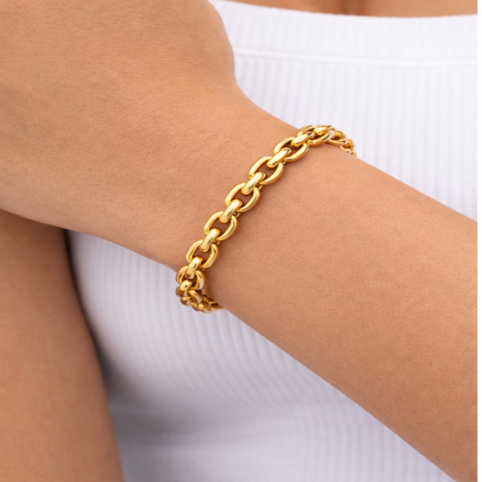 Italian 1/200 14K Yellow Gold Overlay Anchor Cable Cuban Link Bracelet Chain Men