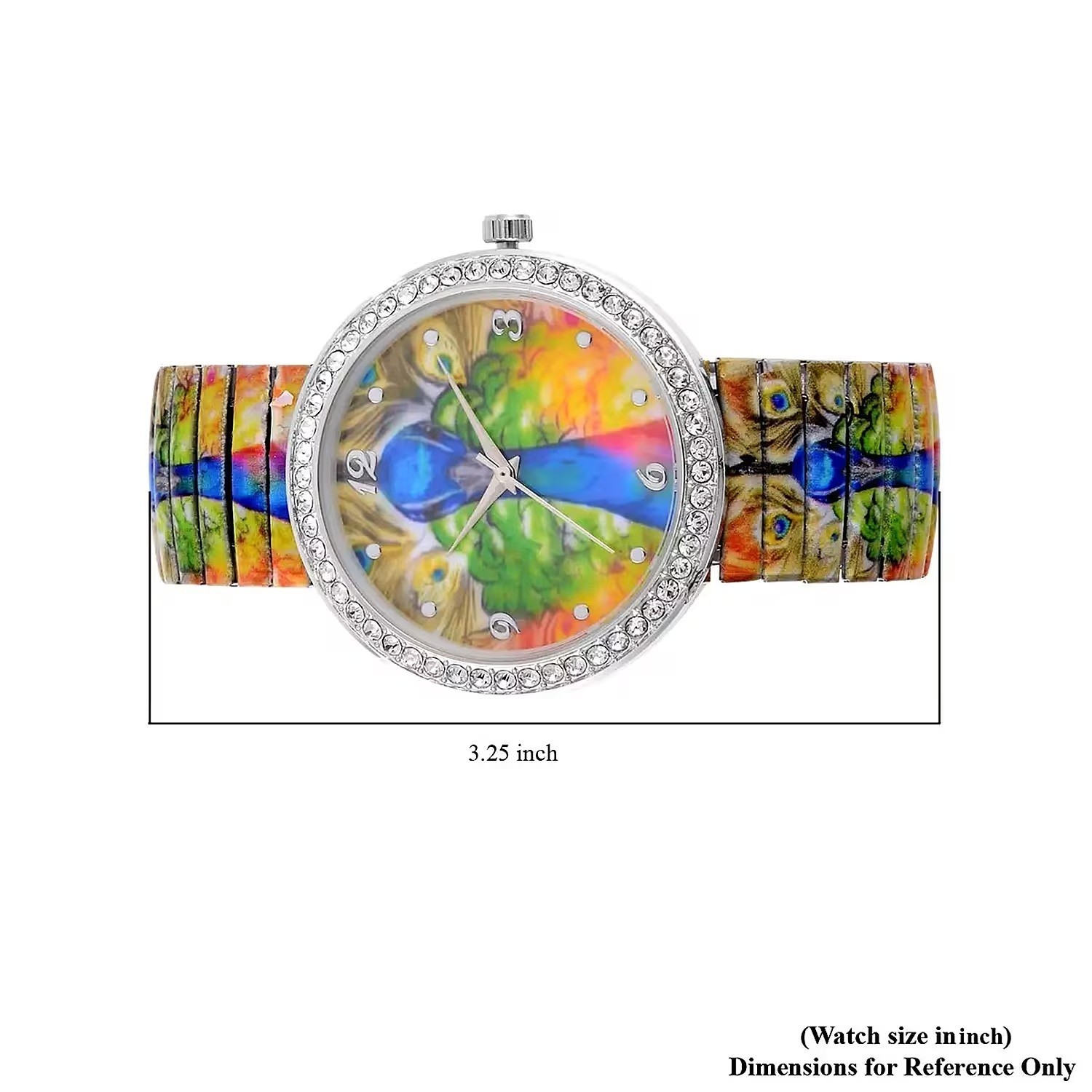 new NIB Strada austrian crystal Japanese movement bracelet watch peacock scarf