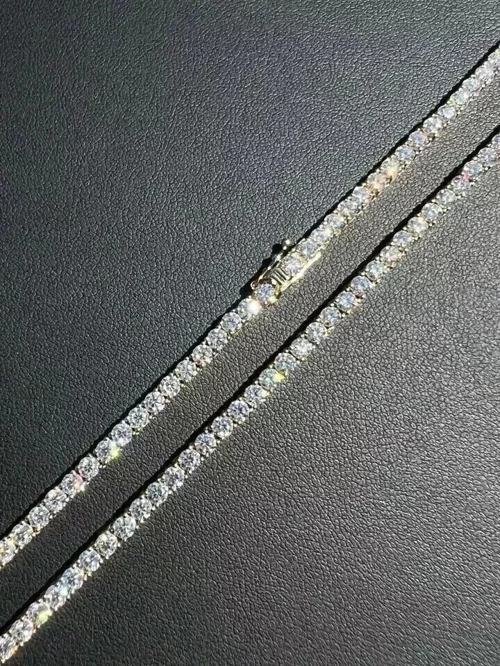 12Ct Round Cut Lab-Created Diamond Men’s Tennis Necklace 14K White Gold Plated