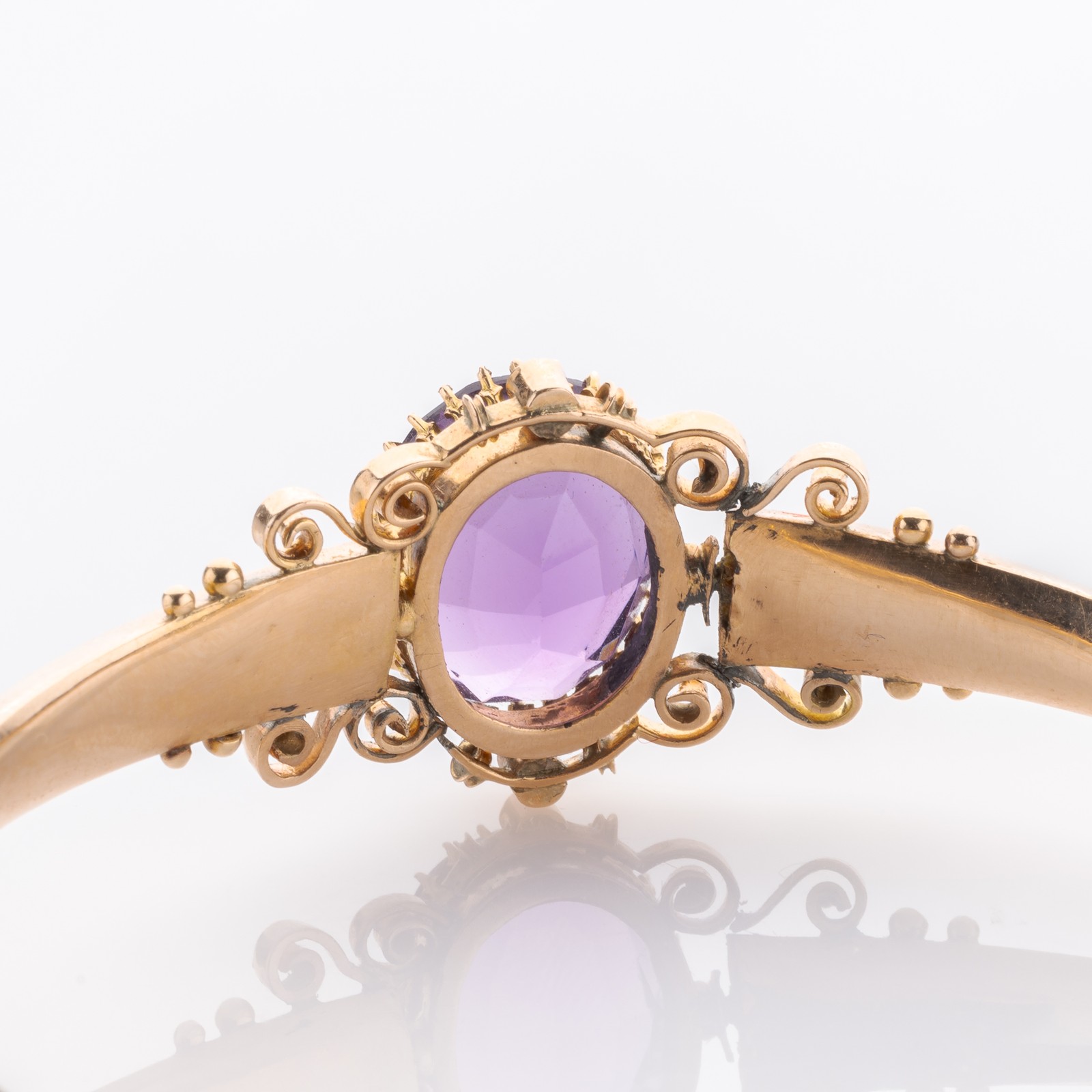 Antique 585 Yellow Gold 7.5ct Amethyst Seed Pearl Bracelet