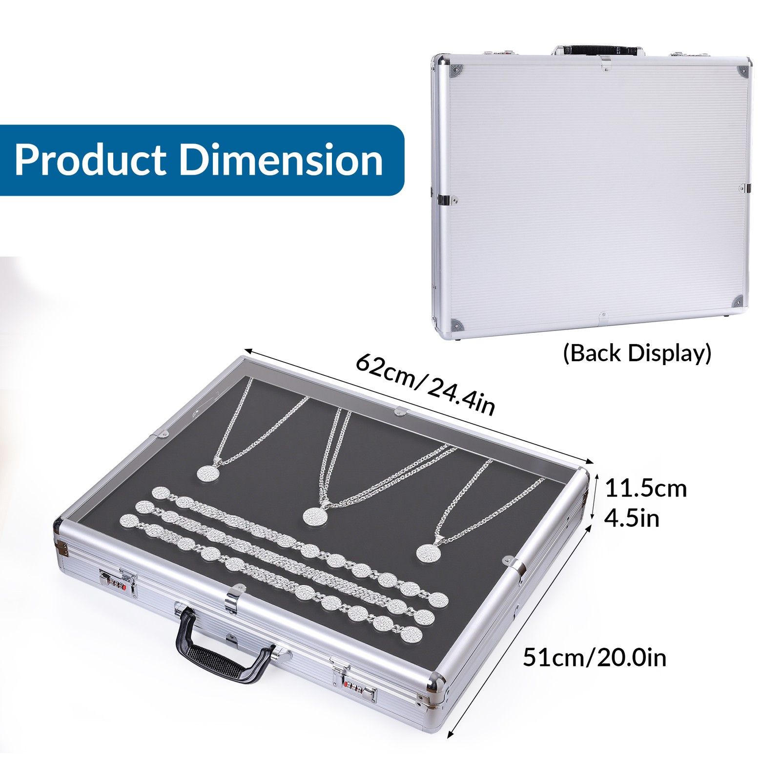 XL Lockable Aluminum Card Display Box Acrylic Trade Showing Case for TCG Jewelry