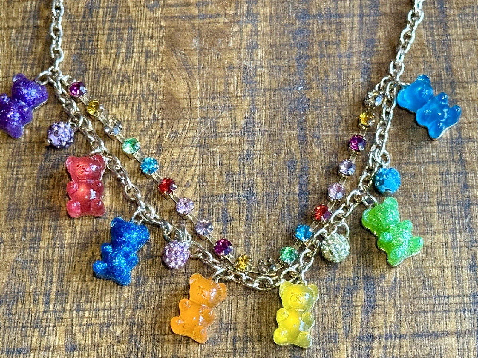 ✨🐻 Betsey Johnson Gummy Bear Rainbow Rhinestone Necklace