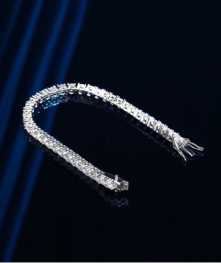 4mm D VVS1 Moissanite Tennis Chain Bracelet for Women Men 925 Sterling Silver