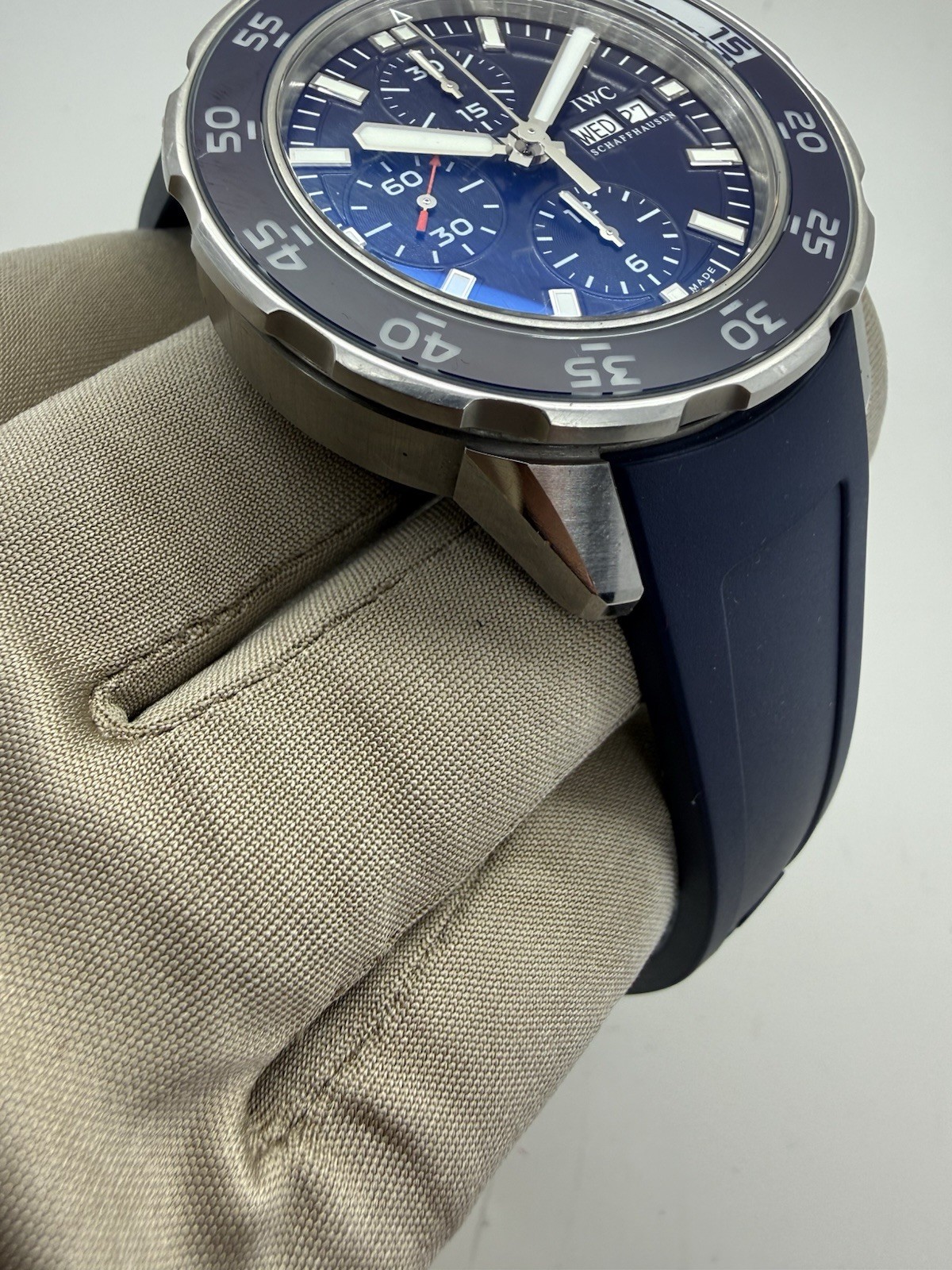 IWC Aquatimer Chronograph Blue Dial Steel 45mm Rubber Automatic Watch IW376711