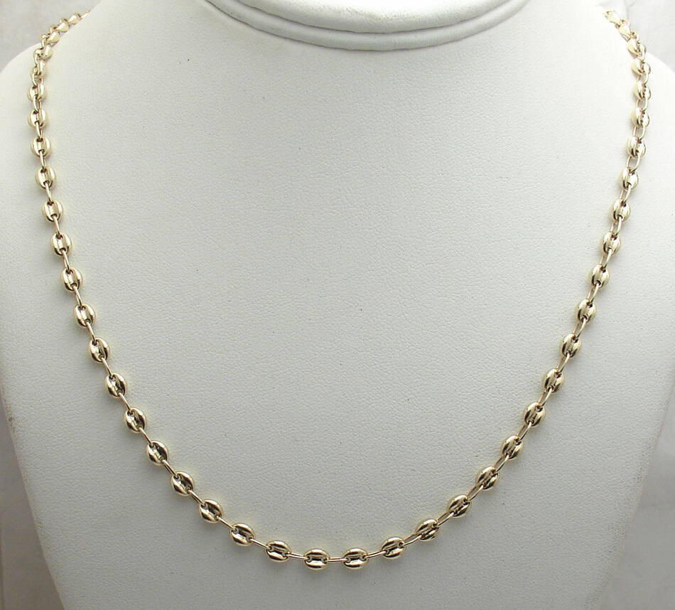 5mm Puffed Mariner Anchor Link Chain Necklace Lobster Lock Real 10K Yellow Gold