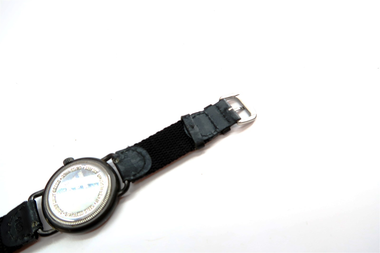 SWISS ARMY Mens Quartz Date Watch 37mm Black WORKS NEW BATTERY ~ CROWN ISSUE