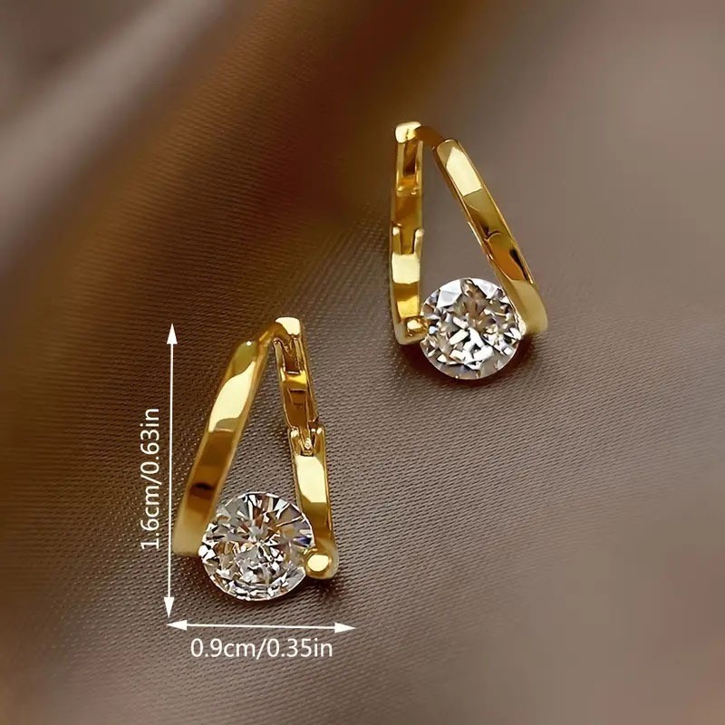 Women’s Fashion Golden Earrings Elegant Zircon Earrings Zinc Alloy Jewelry Gift