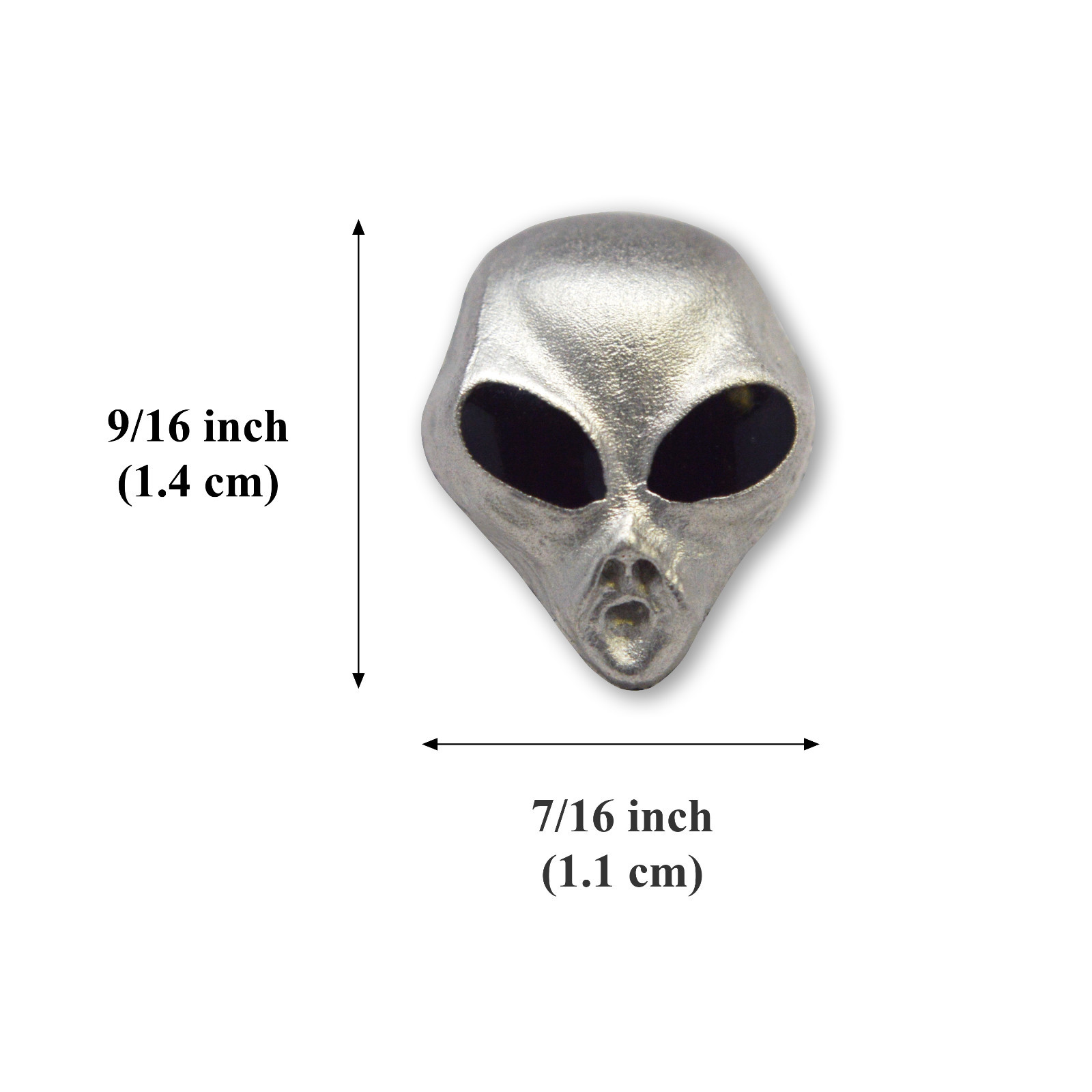 Alien Head with Silver and Black Enamel Finish Tie Tack or Jacket/Hat Pin P-24B