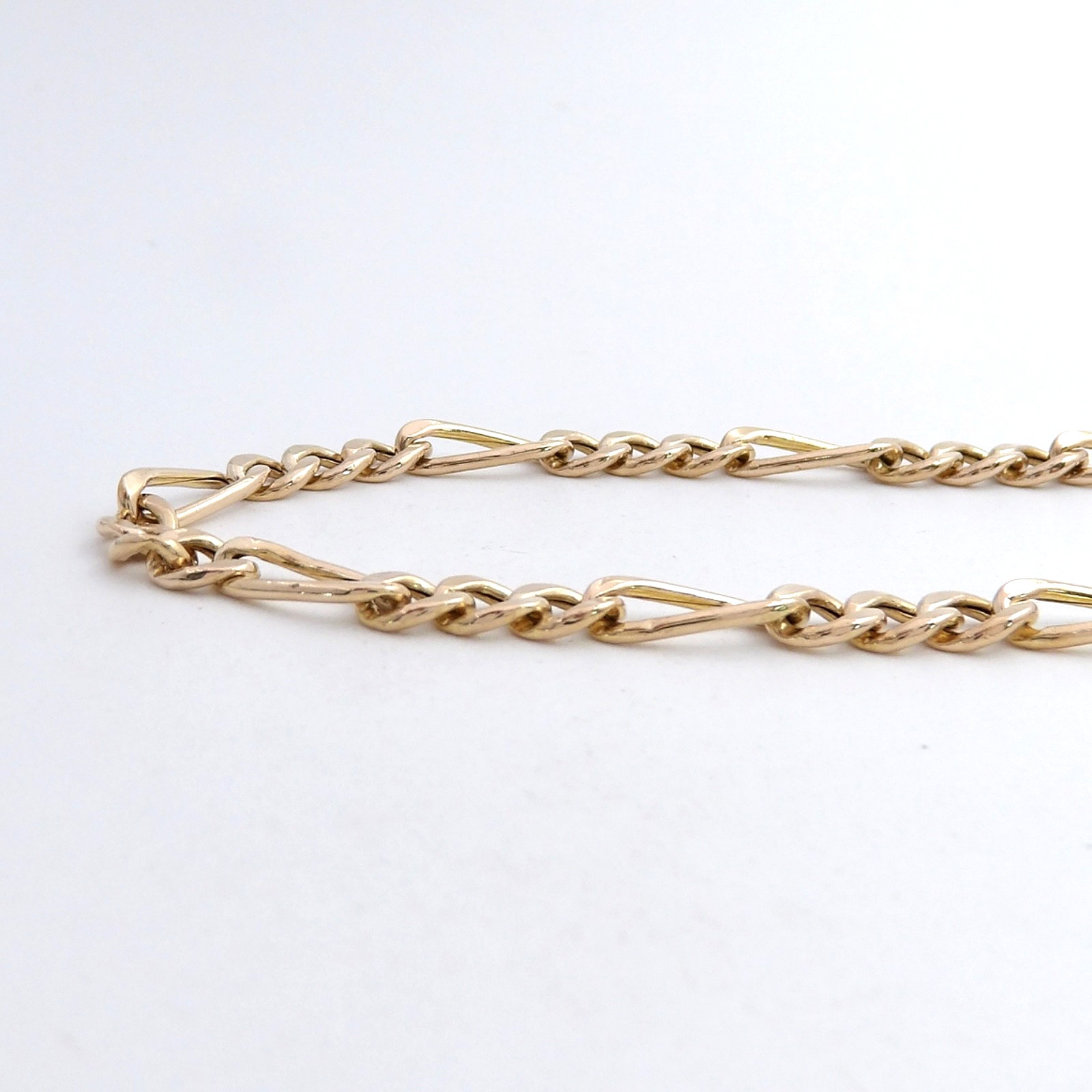 Solid 10k Gold Puffy Hollow Figaro Link Chain Necklace Italy 20.5in 5mm 11gr