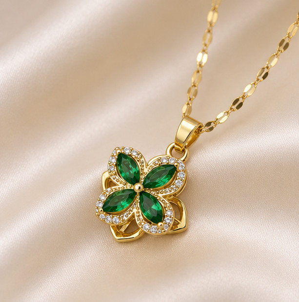 2.0Ct Marquise Simulated Emerald Women’s Pendant Necklace 14K Yellow Gold Plated