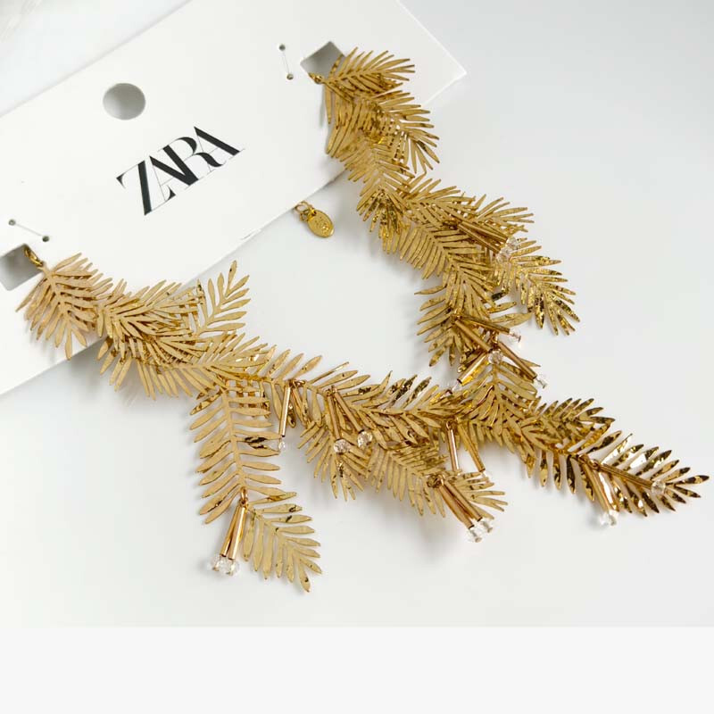 New 16″ Zara Leaves Collar Statement Necklace Retro Women Party Vacation Jewelry