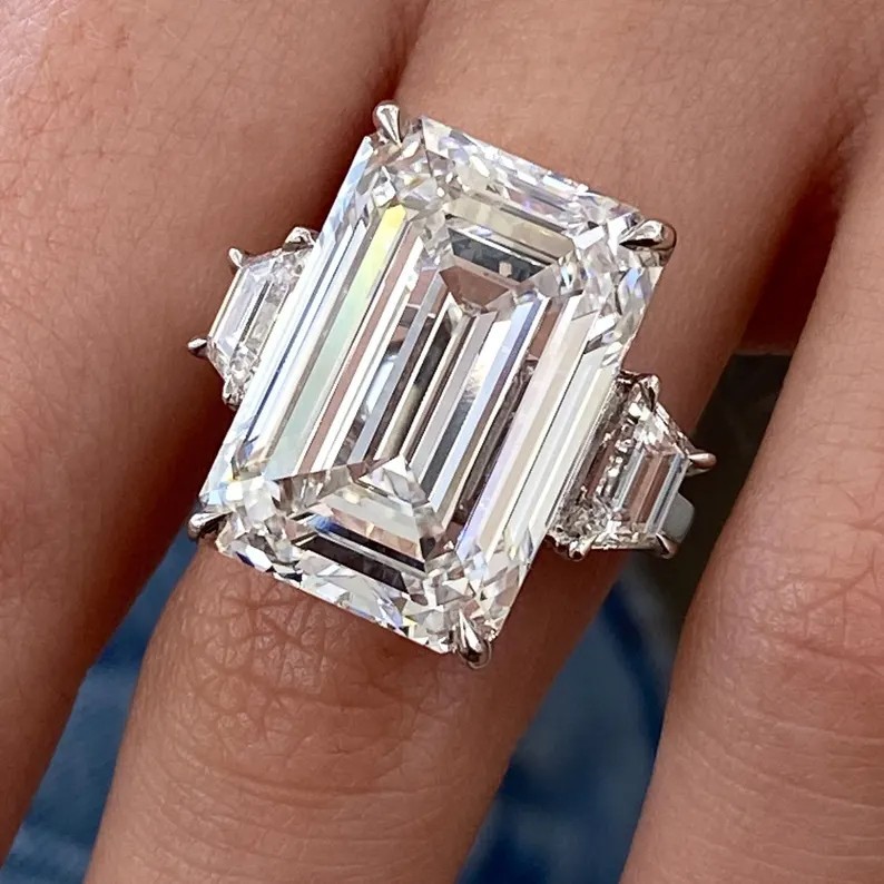 RARE 10.30 Ct Certified White Treated Diamond Solitaire Ring In 925 Silver