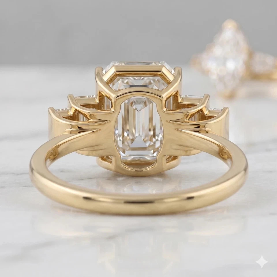 IGI 2.50Ct Emerald VS1 Lab Grown Diamond Engagement Promise Ring 14K Yellow Gold