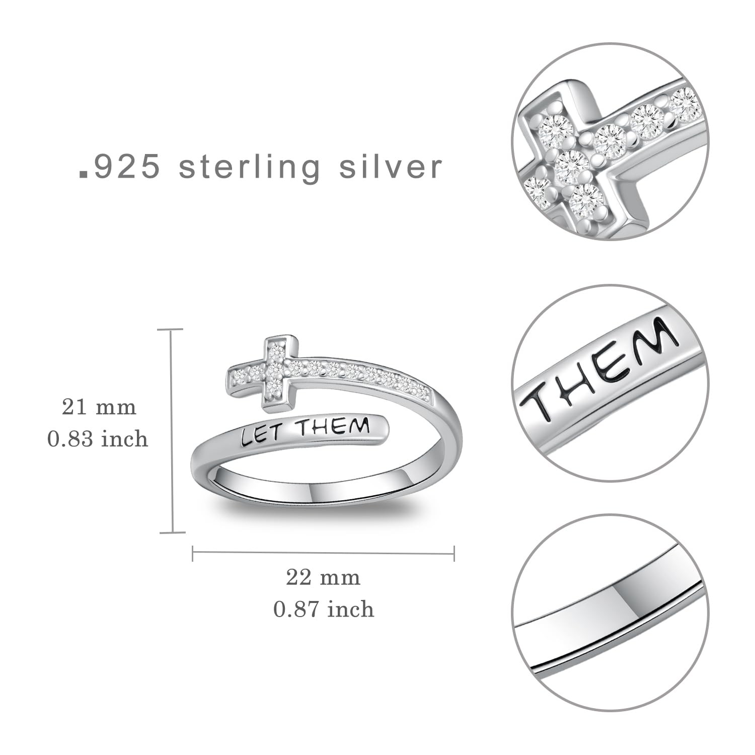 Let Them Rings 925 Sterling Silver Inspirational Gifts Worth Motivation Ring …