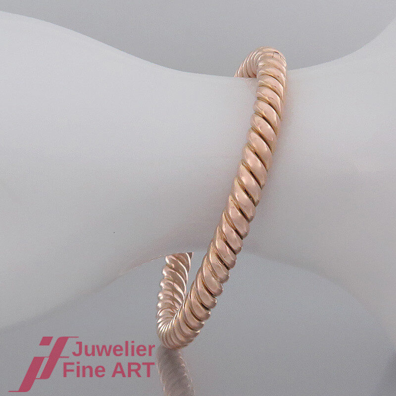 Super Beautiful Hinged Bangle – Solid – in 18K/750 Yellow Gold – Oval