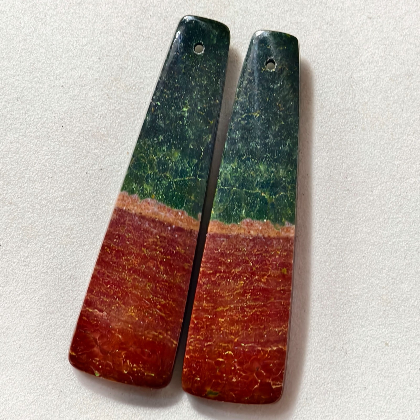 34 Cts Natural Ocean Jasper Drilled Match Pair Cabochon Gemstone 44.5 X 12.3 MM
