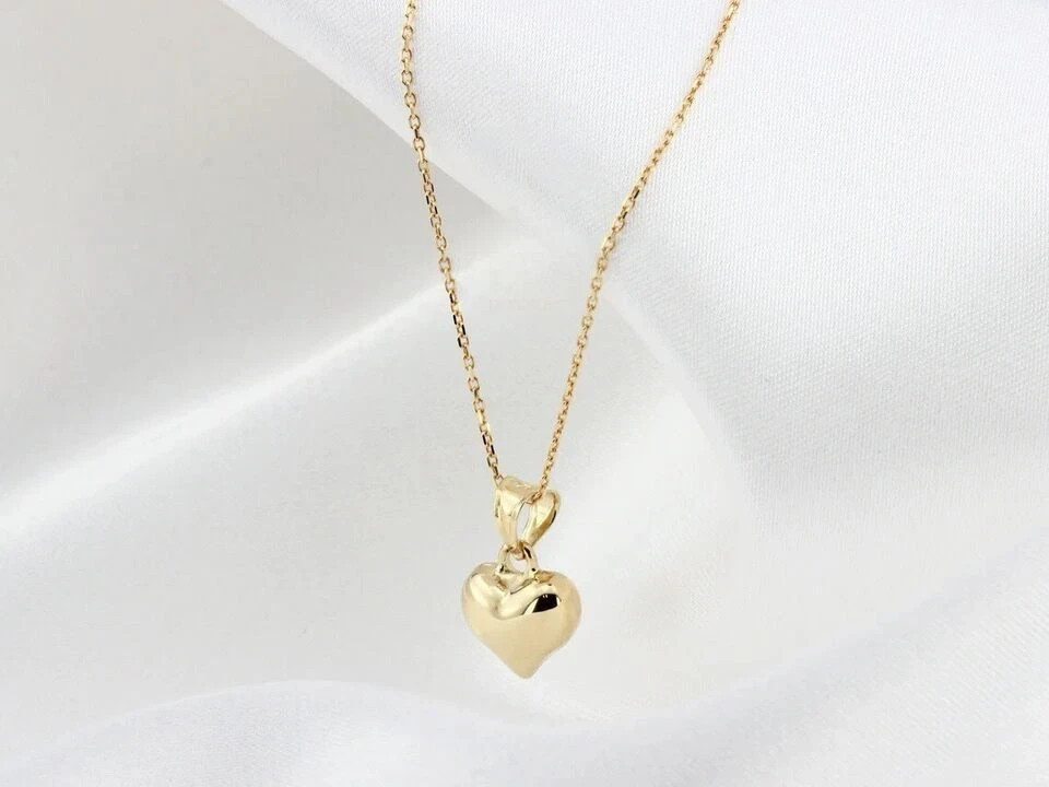 14K Yellow Gold Plated Charm Love Heart Pendant Necklace Yellow Gold Plated