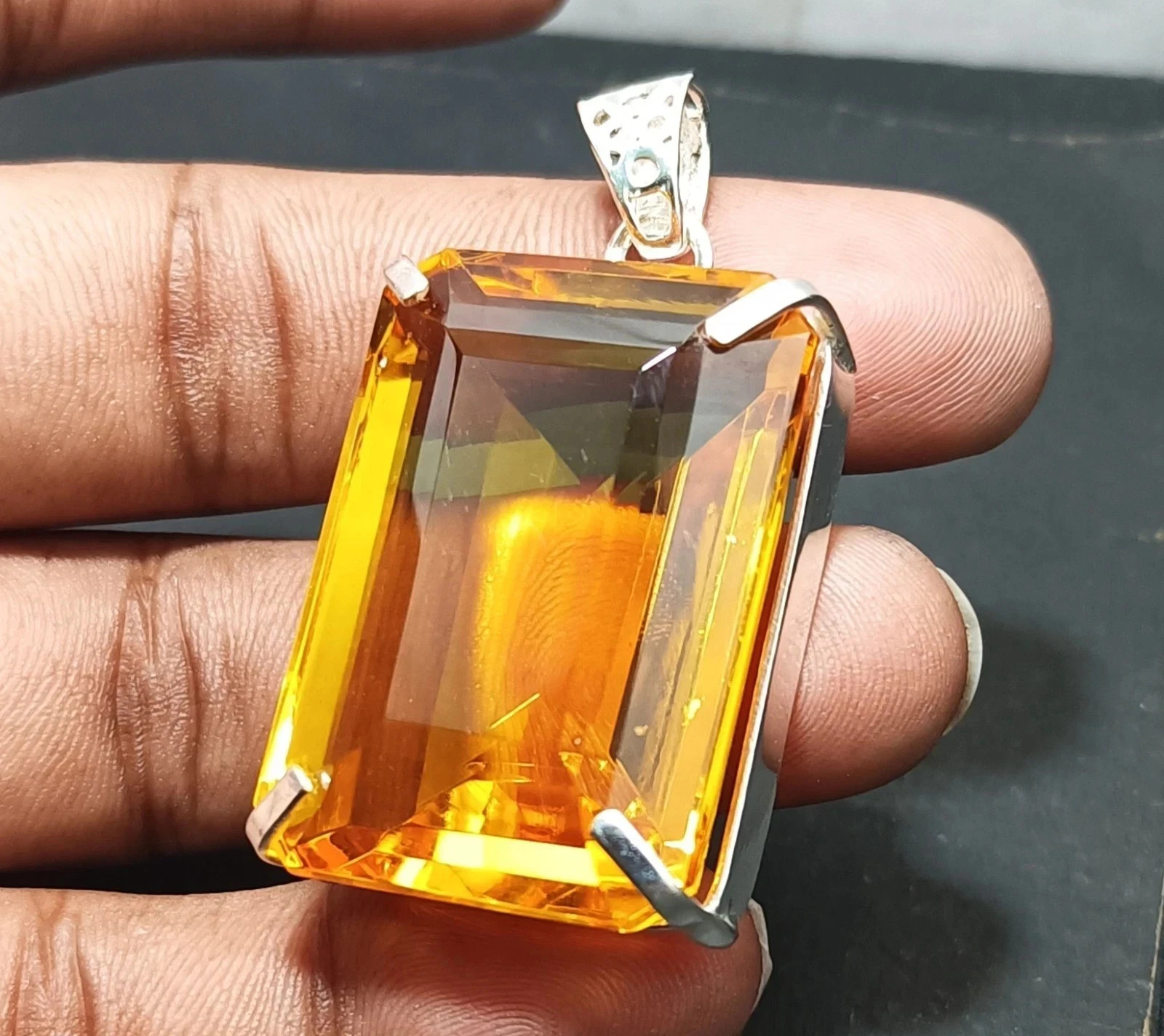 75+ Ct EGL Certified Natural Yellow Topaz 925 Solid Silver Pendant Gemstone