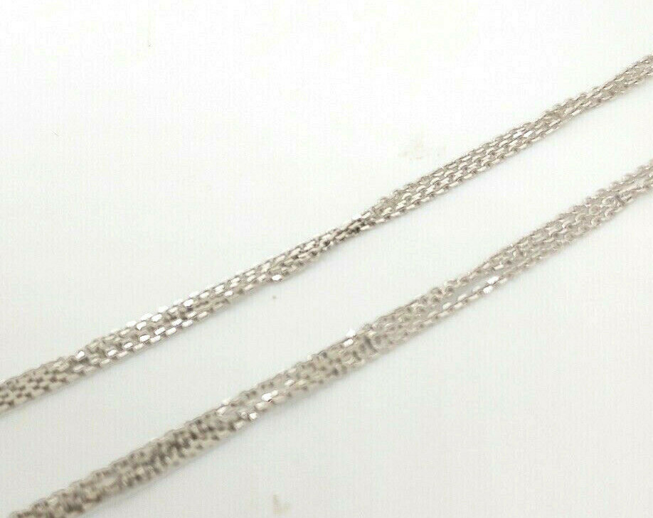 Diamond Heart Necklace 18k White Gold Tripple 14k Chain 16″ 7 grams