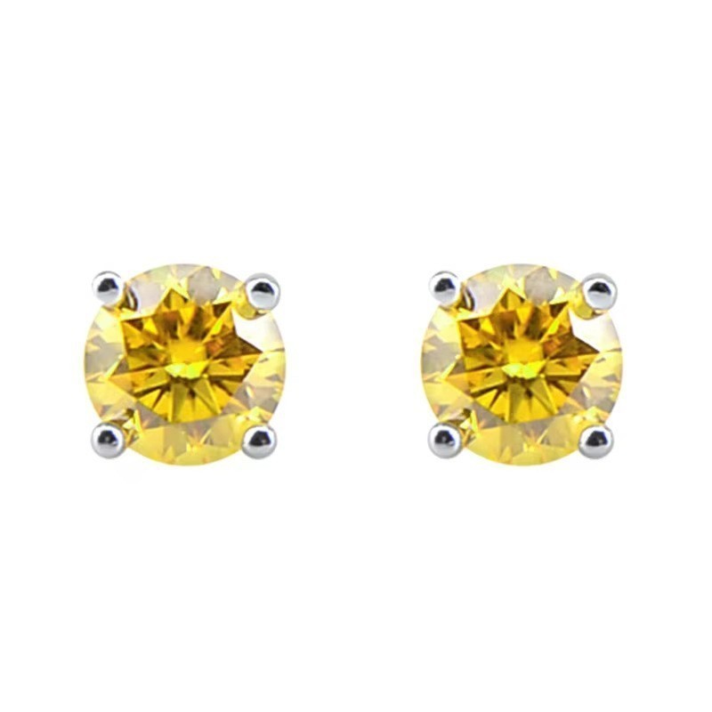 1ct-2ct Round Cut Moissanite Four-claw Earrings S925 Sterling Silver Ear Stud