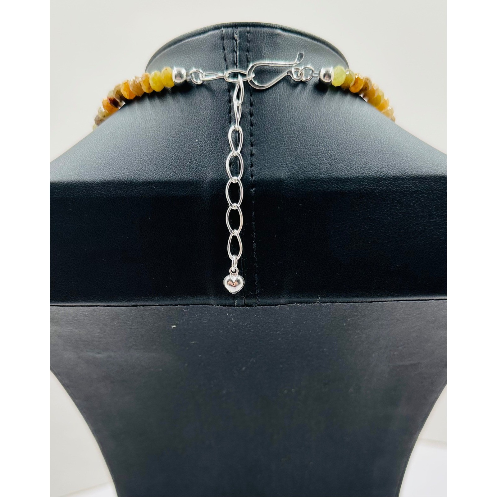 Jay King Sterling DTR Silver Faceted Green Amber Garnet Graduated Bead Necklace
