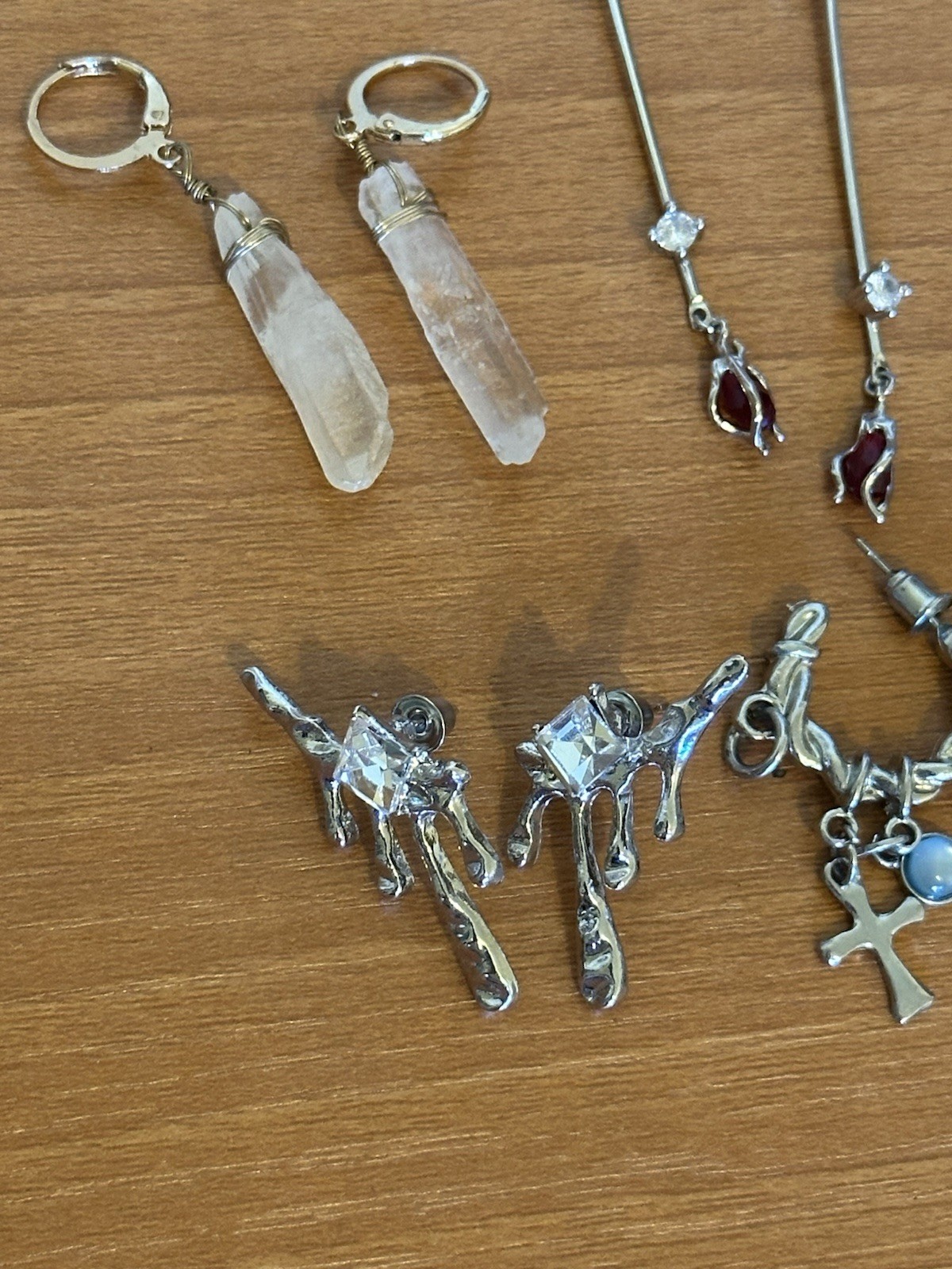 5 Pairs Assorted Dangle Earrings Gothic Crystal Star Cross Drop Earrings Lot