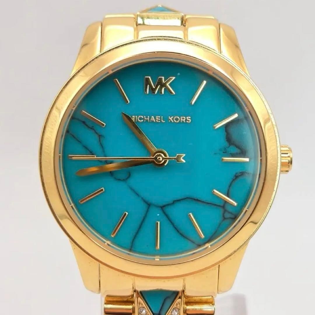 Michael Kors Runway Mercer MK6673 Turquoise Dial Quartz Women’s Watch In hand