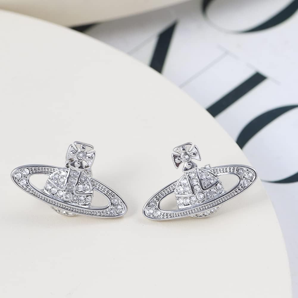 Saturn Earrings Saturn Planet Earrings Cubic Zirconia Saturn Planet Jewelry G…
