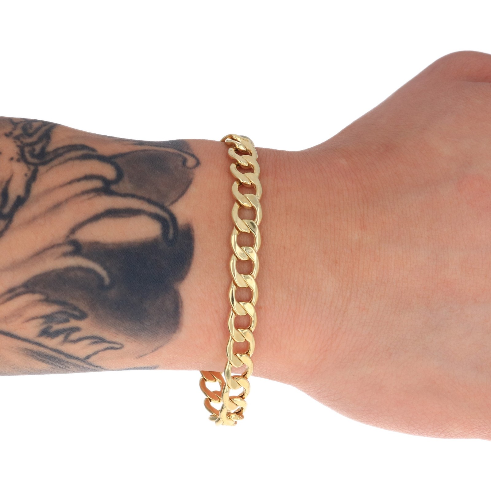 14K Real Yellow Gold 3.5mm-6.5mm Cuban Curb Chain Link Bracelet Men Women 7″- 9″