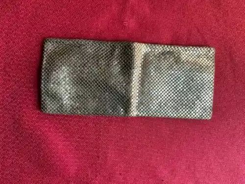 Vintage Whiting & Davis Silver Mesh Bandana Scarf Necklace & Wallet Set USA Made