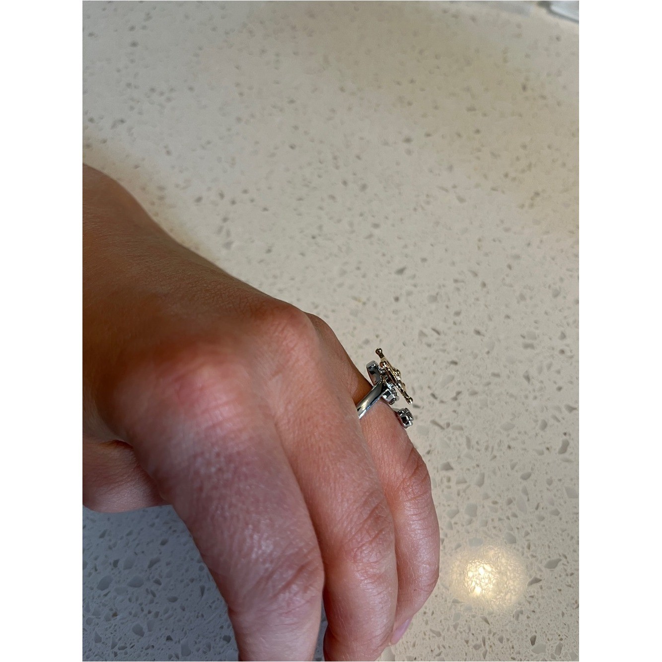 Zirconia Rhinestone Spinner Fidget adjustable open Ring