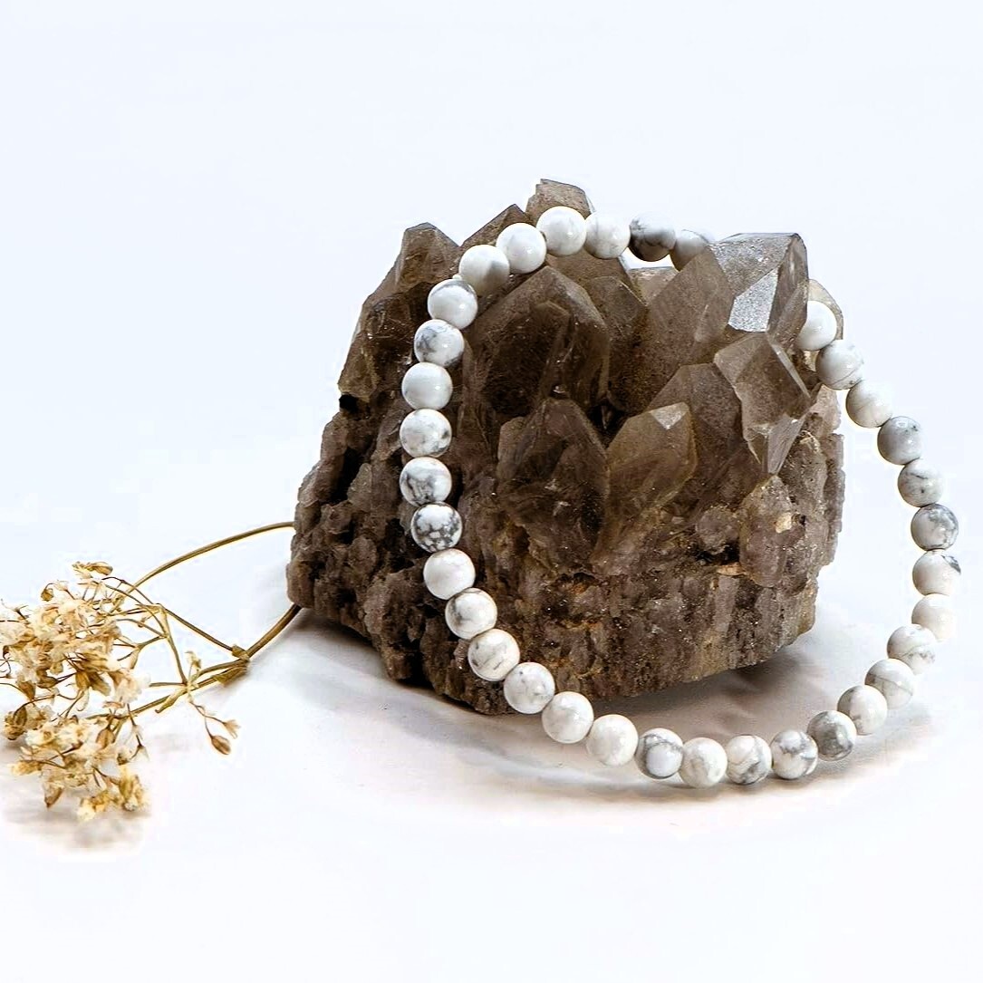 Natural Howlite Stone Bracelet 4mm White Gemstone Healing Crystal Bracelet Gift