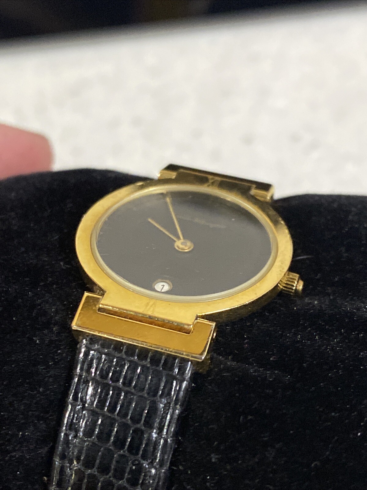 Vintage ladies Emile pequignet French Black And Gold Watch 25mm New Battery
